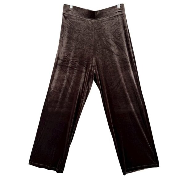 Susan Graver M Lounge Velvet Brown Pants Easy Pull-On Relax Fit - Picture 3 of 8